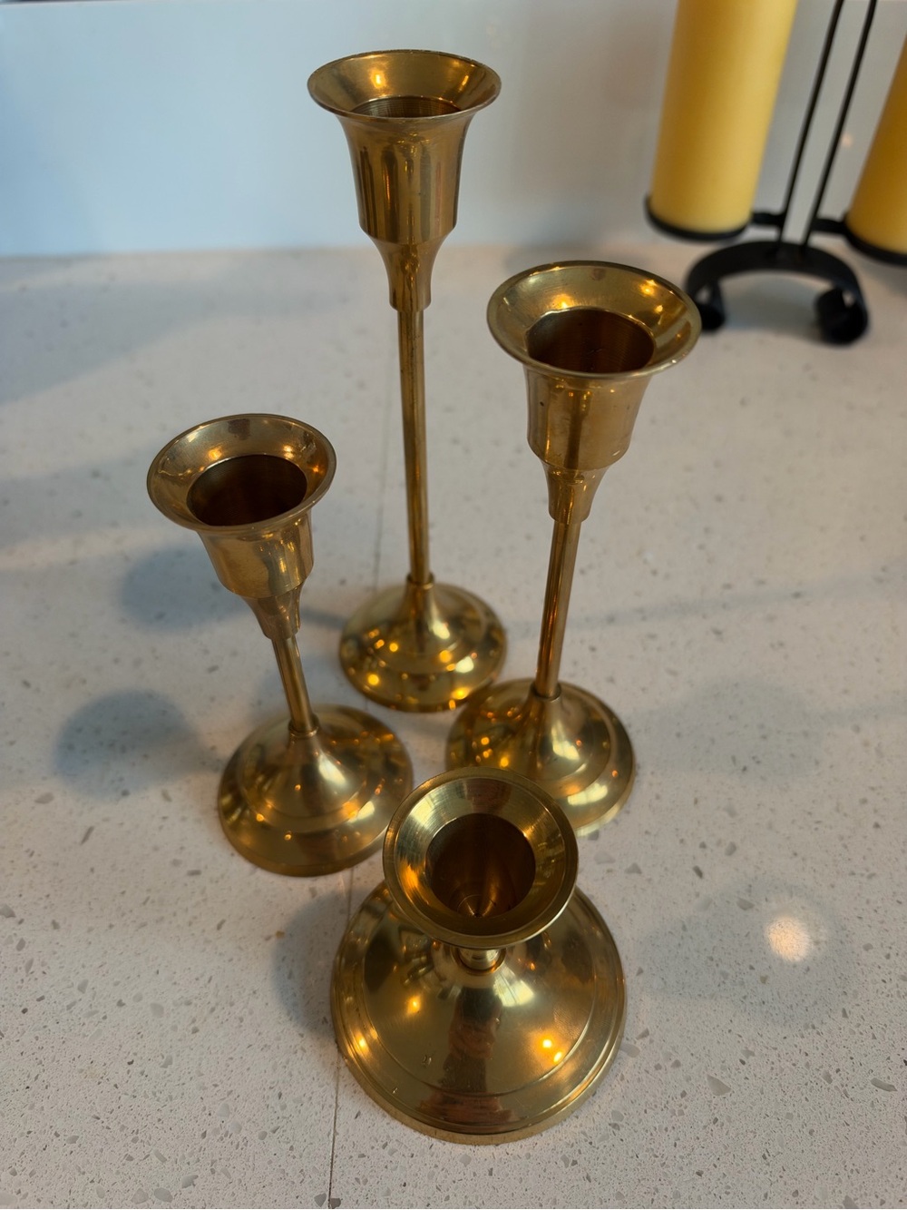 Brass Taper Candle Holders Set - Polished Gold Finish Made in India